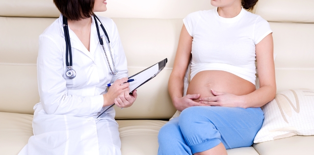 doctor communicates with pregnant woman