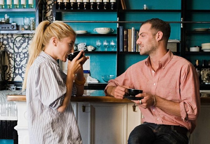 Couple at coffee bar