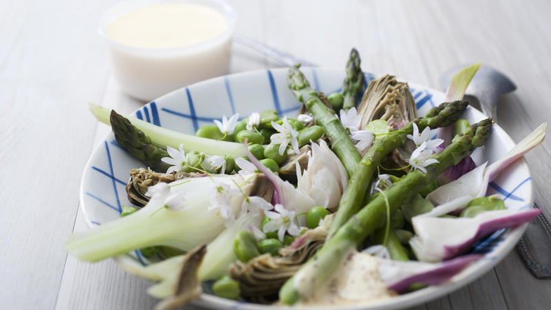 Spring vegetables with aioli